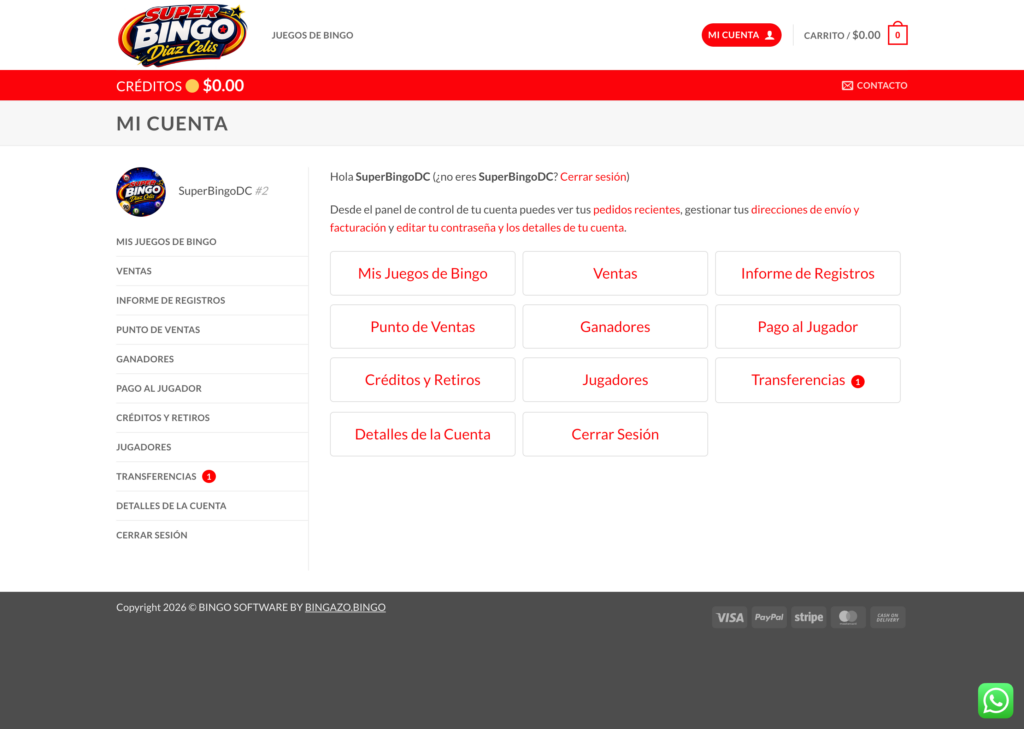 Opciones del Administrador de Bingo