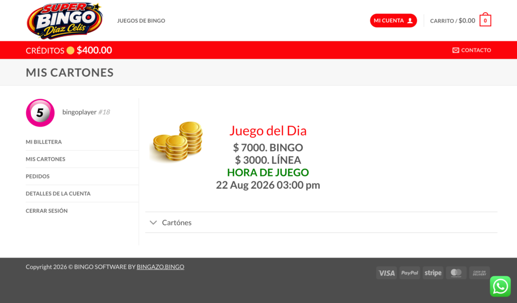 Jugador Mis Cartones