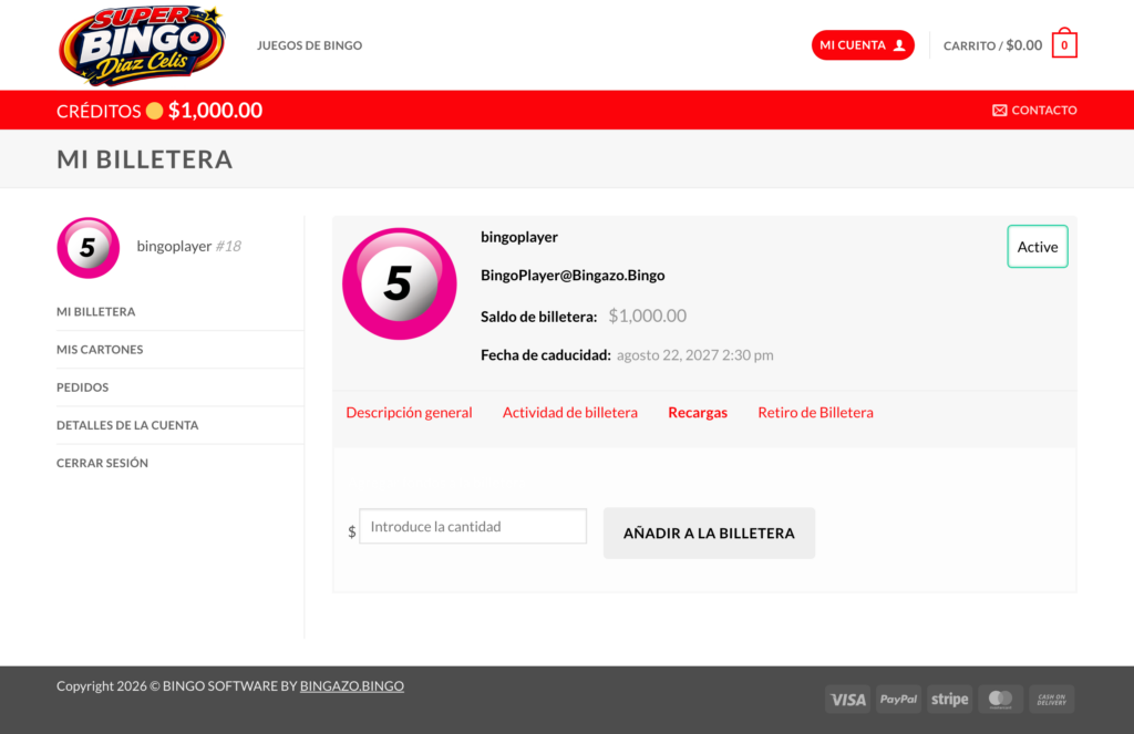 Jugador - Recargas